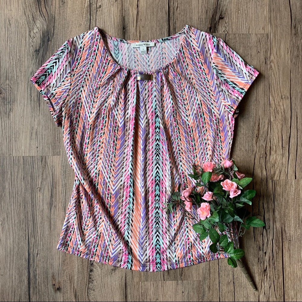 Studio Works | Dressy Short Sleeved Blouse